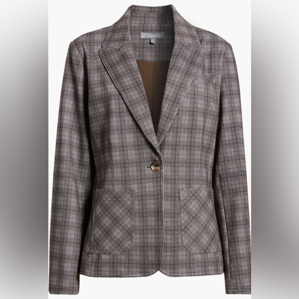 NWT Wit & Wisdom Plaid Peak Lapel Blaze, Large